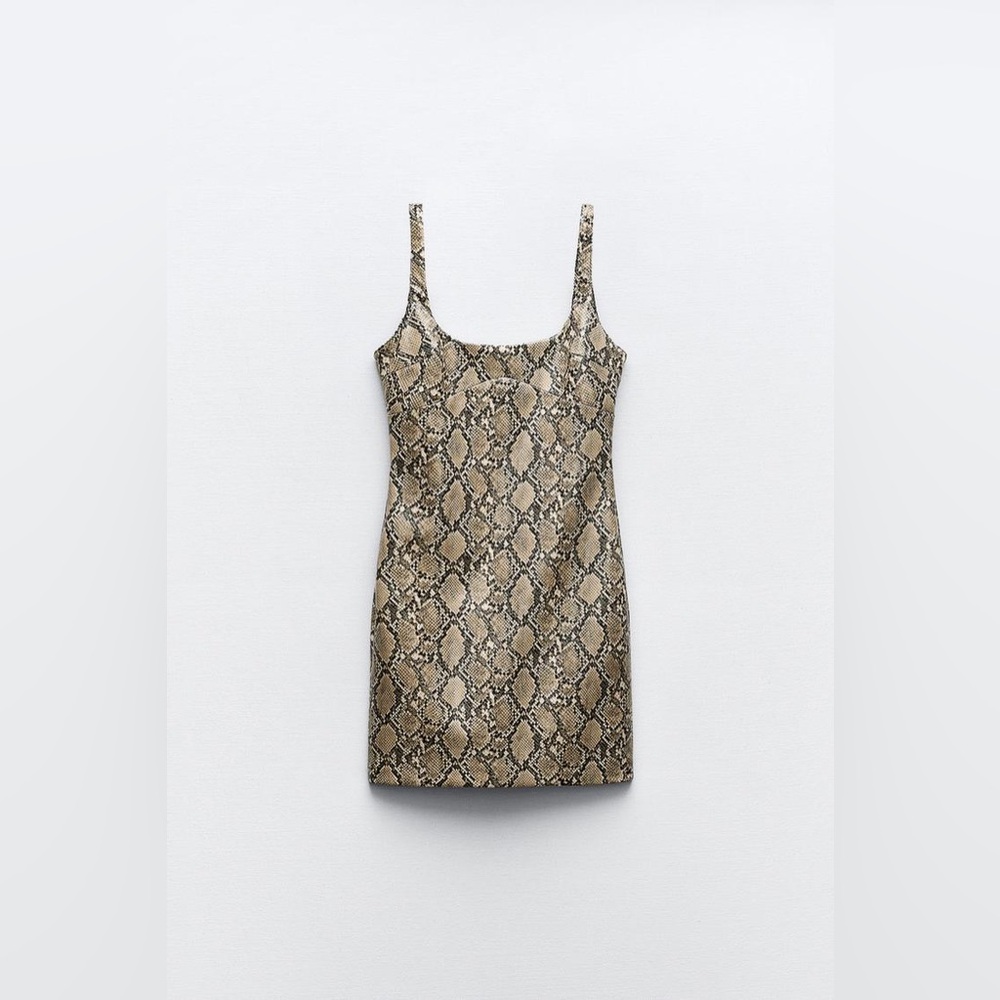 NWT ZARA FAUX LEATHER SNAKESKIN PRINT DRESS SIZE SMALL